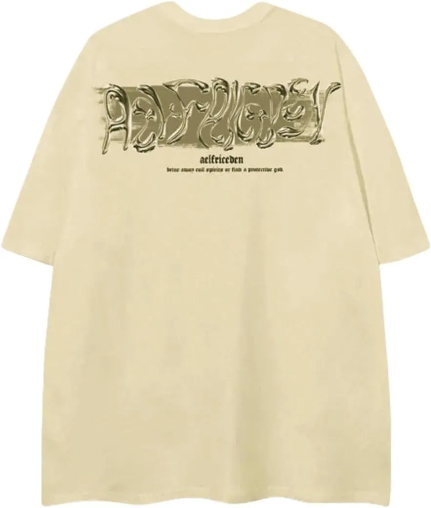 Aelfric Eden Metalic Graphic Tees Men Y2k Oversized T Shirts Women Vintage Tees Unisex Summer Tops
