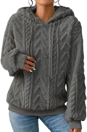 Akivide Womens Oversized Fuzzy Fleece Hoodies Fall Winter Warm Loose Sherpa Long Sleeve Drawstring Pullover Sweatshirt Outfit