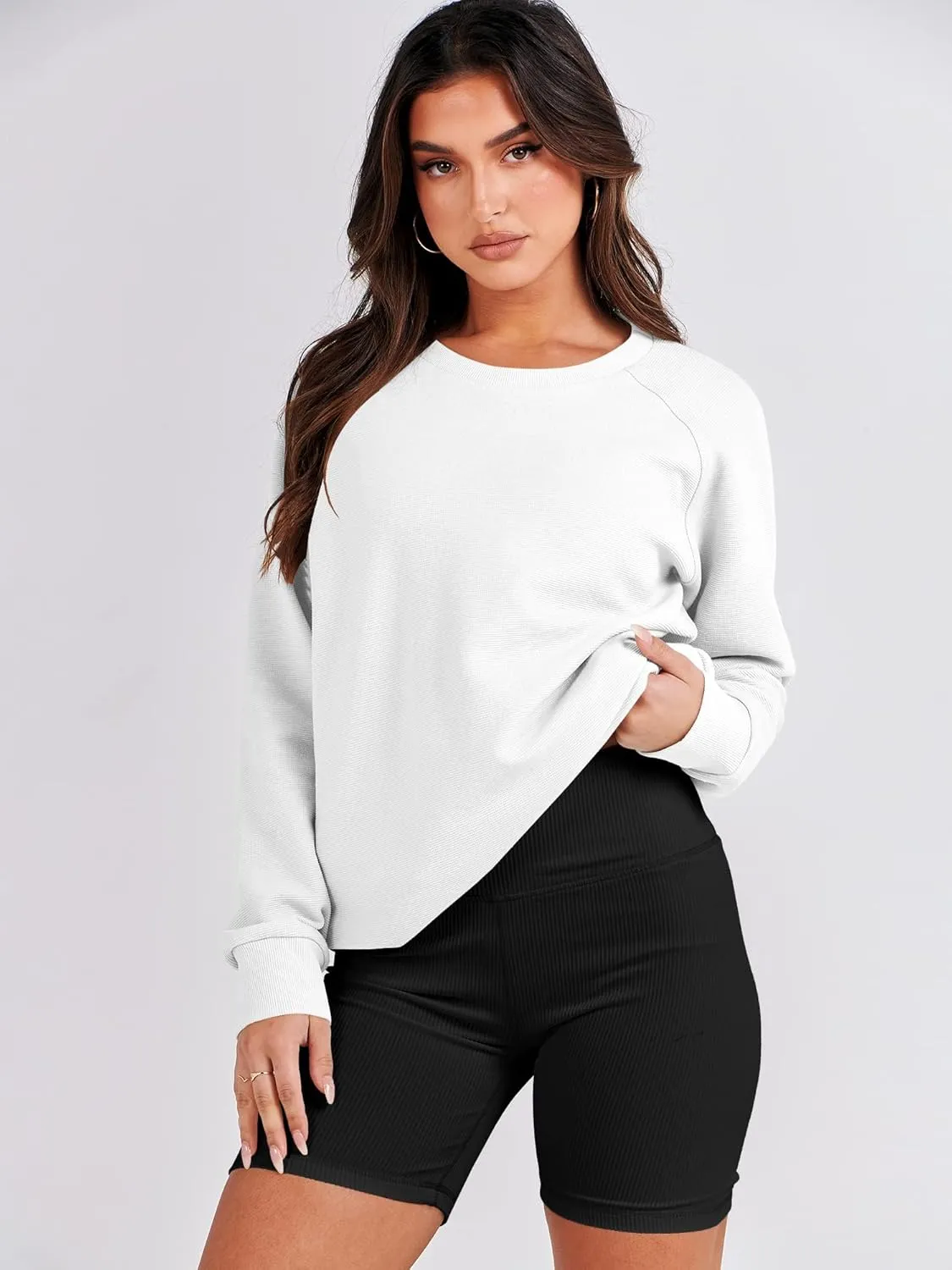 ANRABESS Women's Oversized Sweatshirts Crewneck Long Sleeve Tunic Pollover Shirts Side Zipper Hoodies 2025 Fall Clothes
