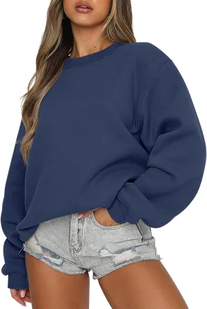 ANRABESS Women's Sweatshirts Crewneck Fleece Oversized Pullover Hoodies Cute Shirts Tops Teen Girls Preppy Clothes 2025