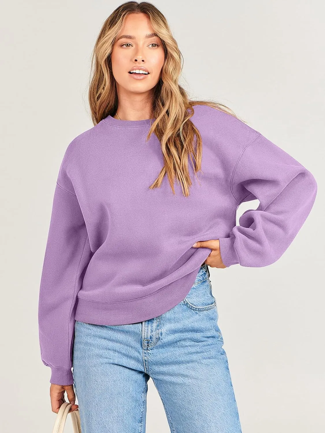 ANRABESS Women's Sweatshirts Crewneck Fleece Oversized Pullover Hoodies Cute Shirts Tops Teen Girls Preppy Clothes 2025