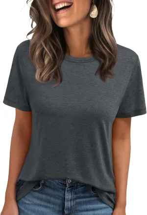 AUTOMET Summer Tops Women Spring Short Sleeve Shirts Beach Vacation Outfits Plus Size Workout Tshirts Casual Clothes 2025