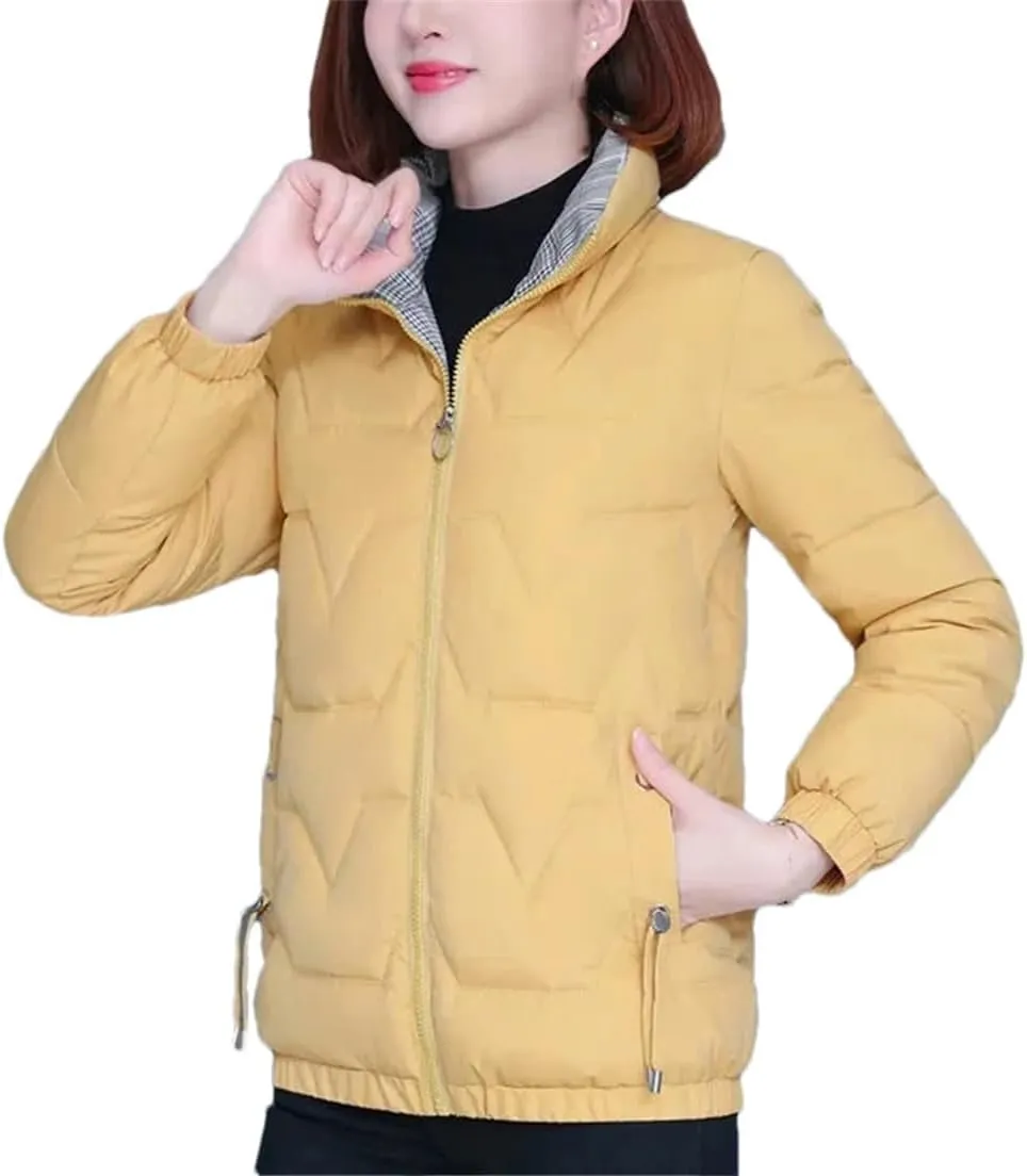Autumn Winter Warm Cotton Coat Womens Windproof Stand-Up Collar Down Cotton Jacket Padded Puffer Parkas