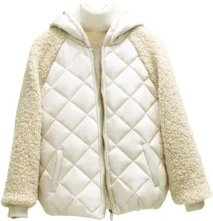 Autumn Winter Women's Cotton Coat Hooded Loose Imitation Lamb Wool Padded Jacket Thin Cotton Short Coat