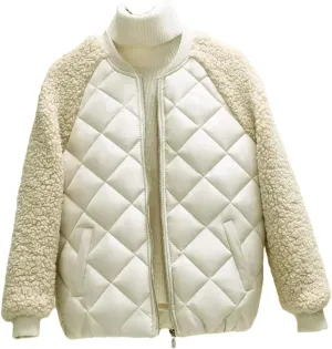 Autumn Winter Women's Cotton Coat Hooded Loose Imitation Lamb Wool Padded Jacket Thin Cotton Short Coat