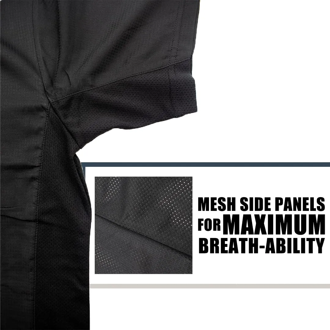 Barber Strong Barber Jacket, Men's Black, Hair Repellent, Lightweight and Breathable Vented Side Panels, Features Easy Hair Removal and 2-Way Zipper Closure, L, Great for Pet Grooming