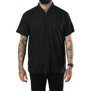 Barber Strong Barber Jacket, Men's Black, Hair Repellent, Lightweight and Breathable Vented Side Panels, Features Easy Hair Removal and 2-Way Zipper Closure, L, Great for Pet Grooming