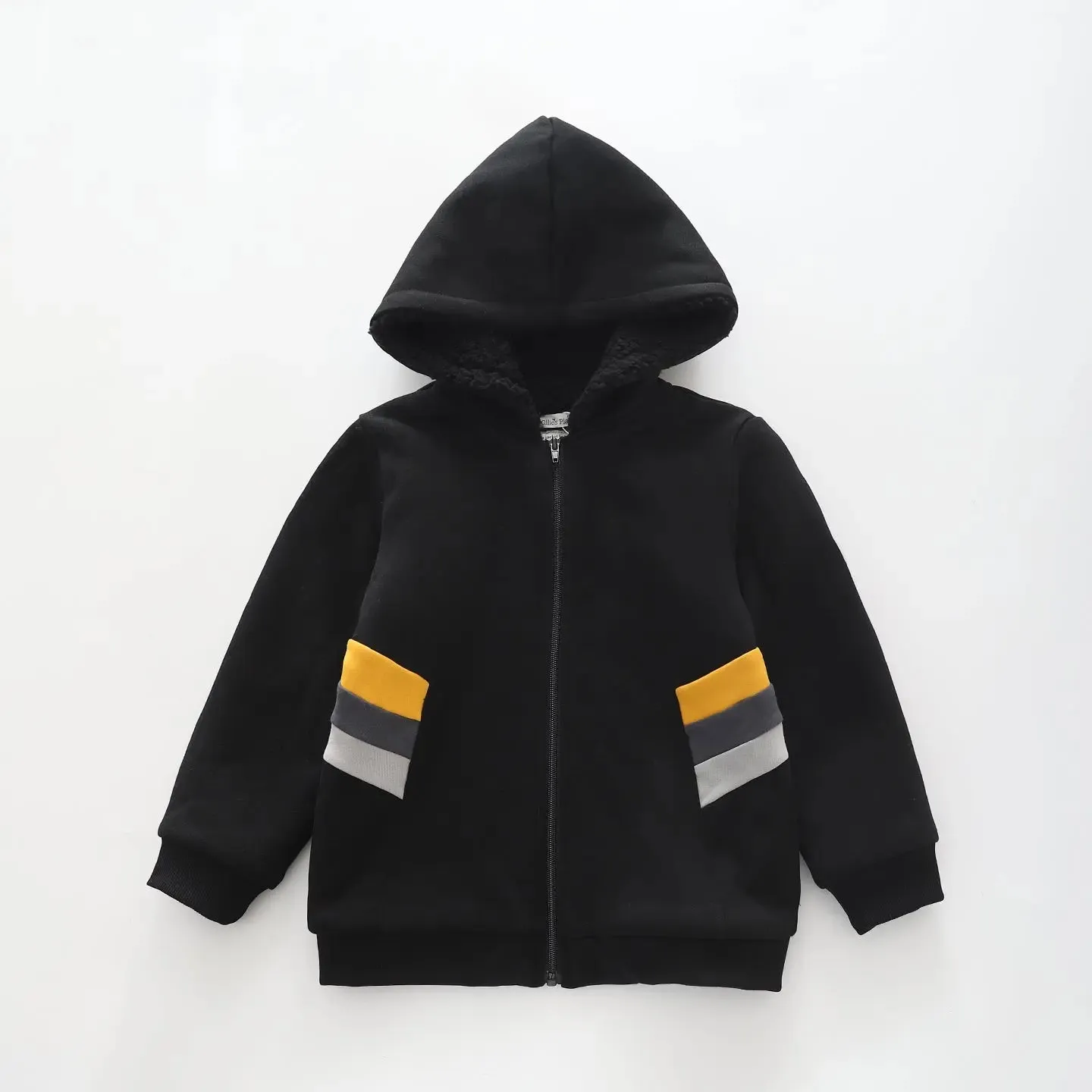 Black Stripe, Boys Zip Up Hoodie
