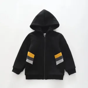 Black Stripe, Boys Zip Up Hoodie