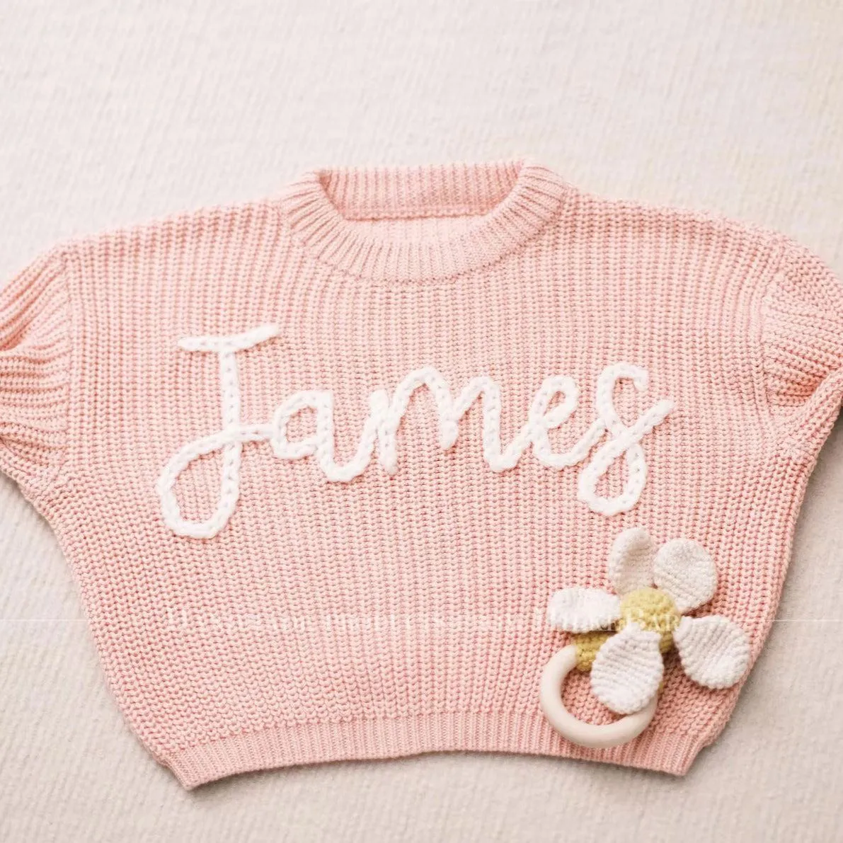 Cherished Custom Baby Sweaters, Baby Shower Gift, Personalized Toddler Knit Sweater KS04