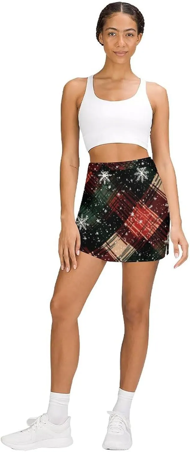 Colorful Illustration Flamingos Pattern Women's Athletic Skirts Light Proof A-line Trouser Skirt with Shorts Pockets