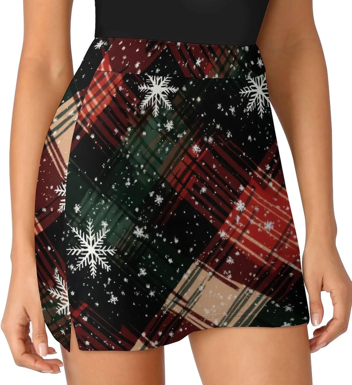Colorful Illustration Flamingos Pattern Women's Athletic Skirts Light Proof A-line Trouser Skirt with Shorts Pockets