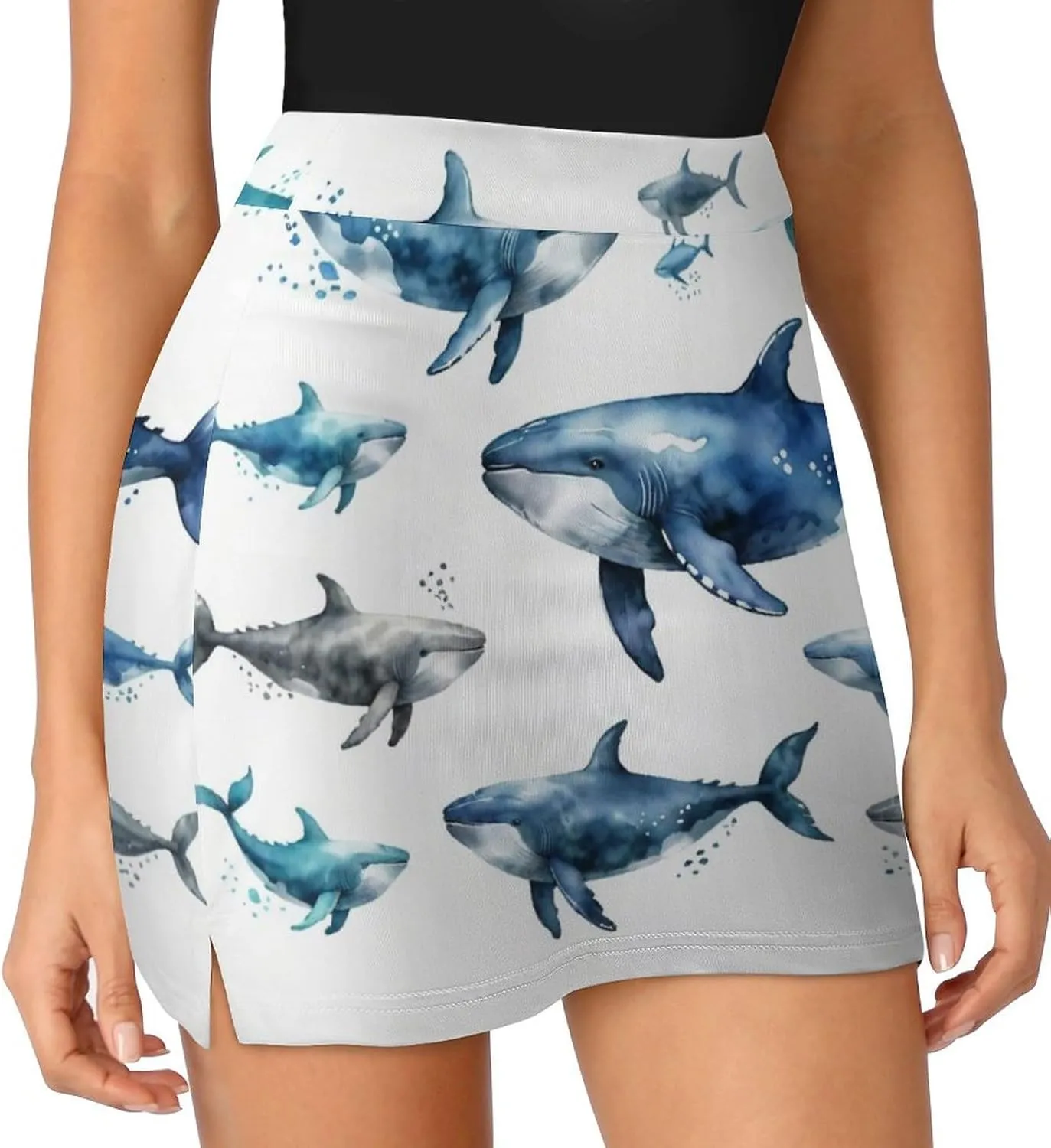 Colorful Illustration Flamingos Pattern Women's Athletic Skirts Light Proof A-line Trouser Skirt with Shorts Pockets