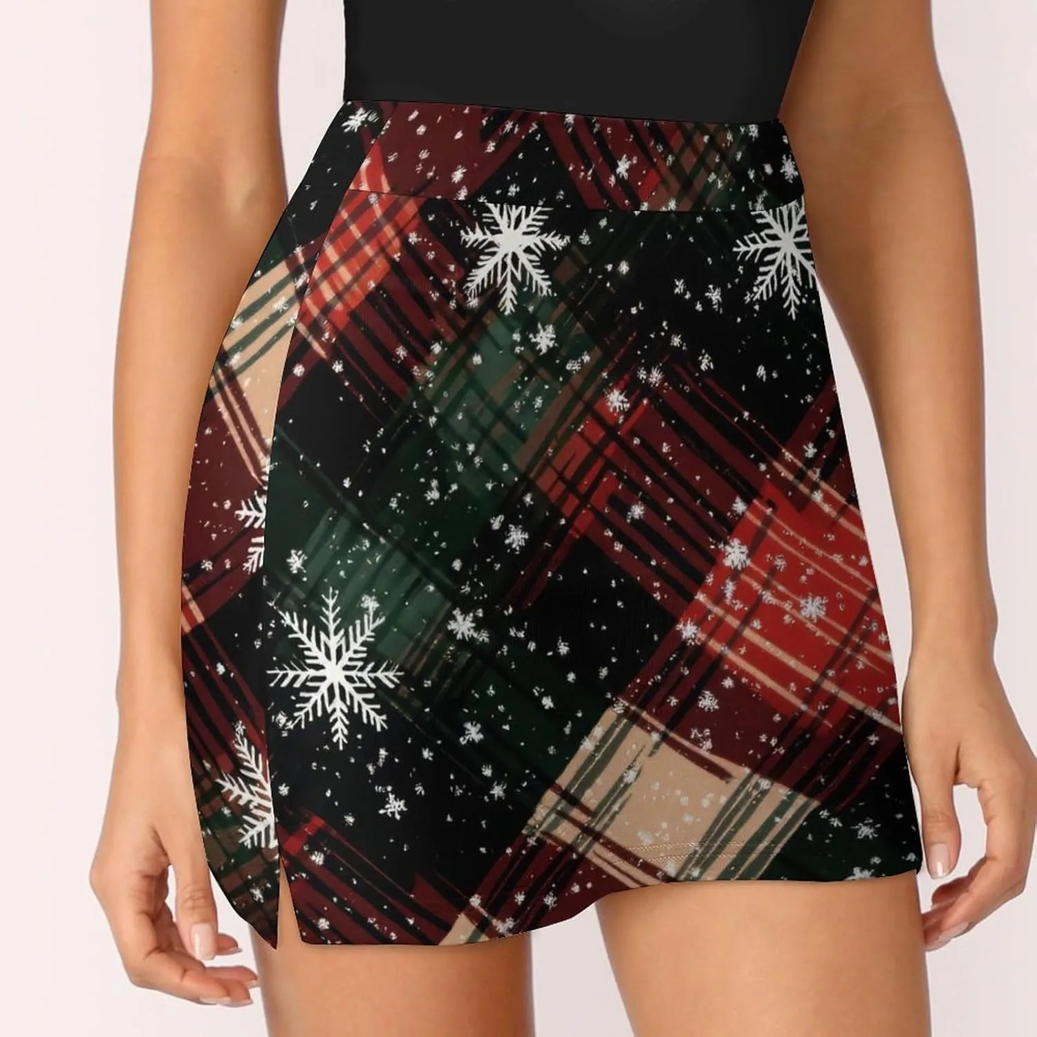 Colorful Illustration Flamingos Pattern Women's Athletic Skirts Light Proof A-line Trouser Skirt with Shorts Pockets
