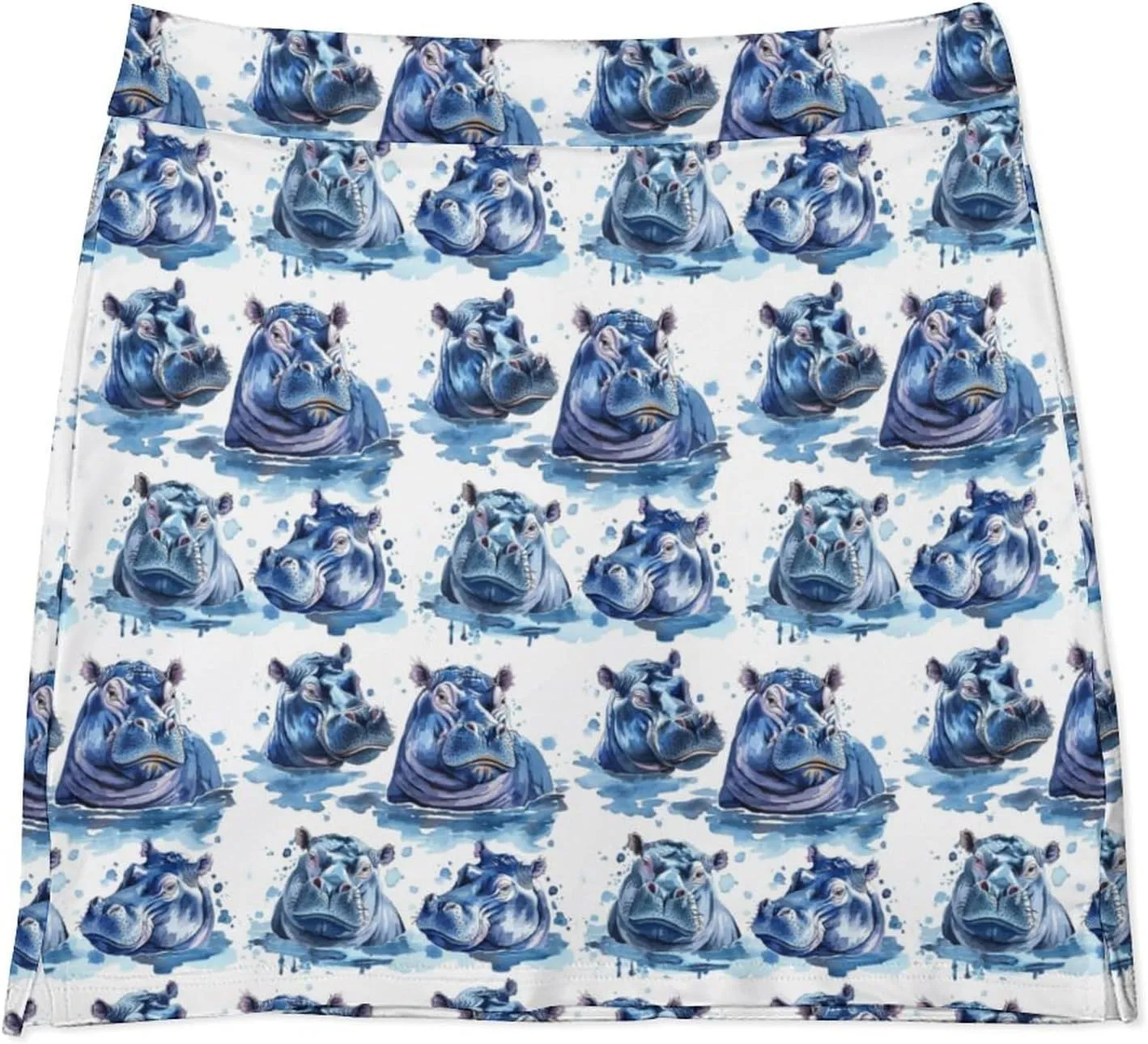 Cute White Polar Bear Women's Athletic Skirts Light Proof A-line Trouser Skirt with Shorts Pockets
