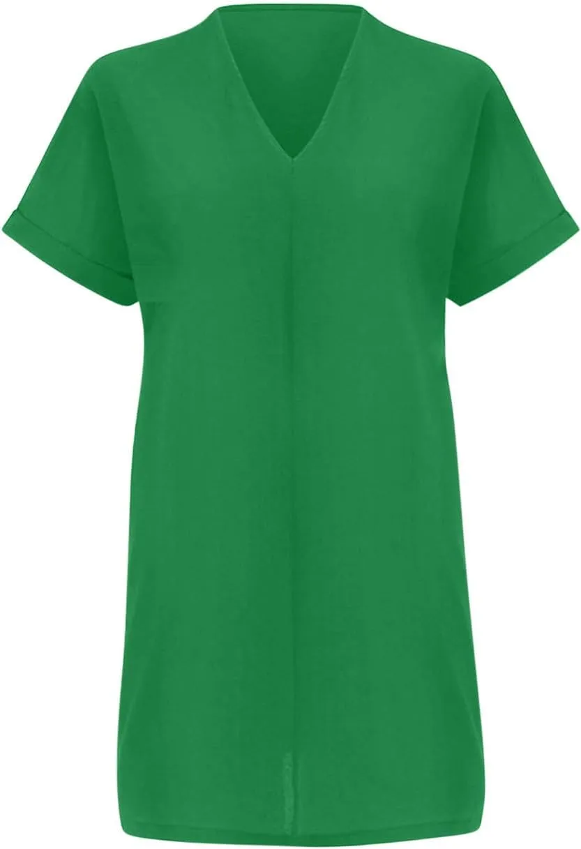 Dresses for Women V Neck Spring Summer Ruffle Short Sleeve Simple Mini Dress Casual Flowy Shift Graduation Dress with Pockets