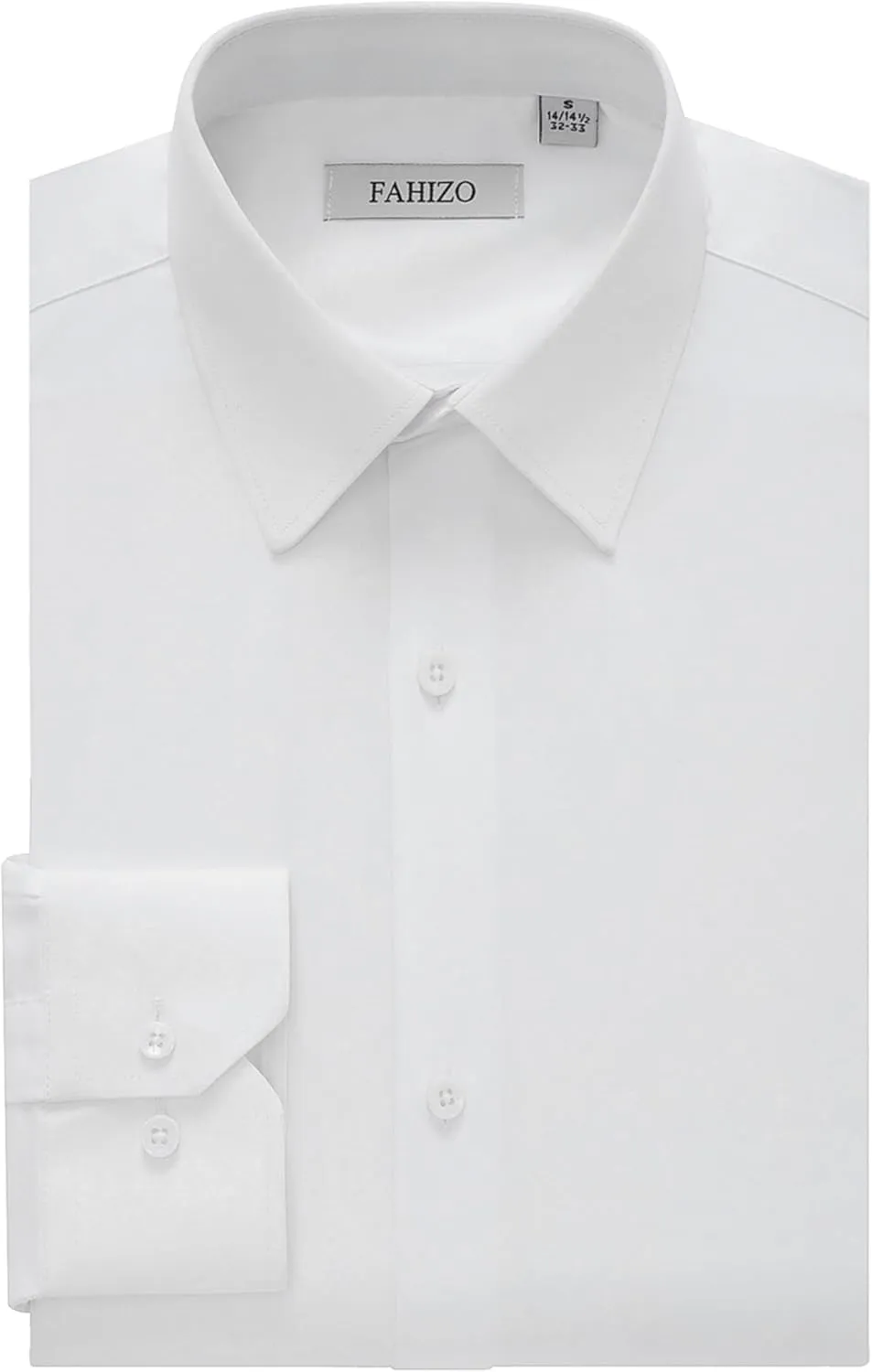 FAHIZO Men's Dress Shirt Regular Fit Soild Business Formal Long Sleeve Button Up Stretch Shirts