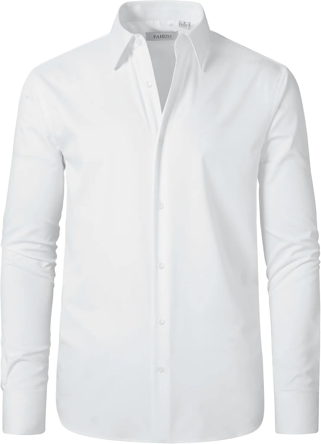 FAHIZO Men's Dress Shirt Regular Fit Soild Business Formal Long Sleeve Button Up Stretch Shirts
