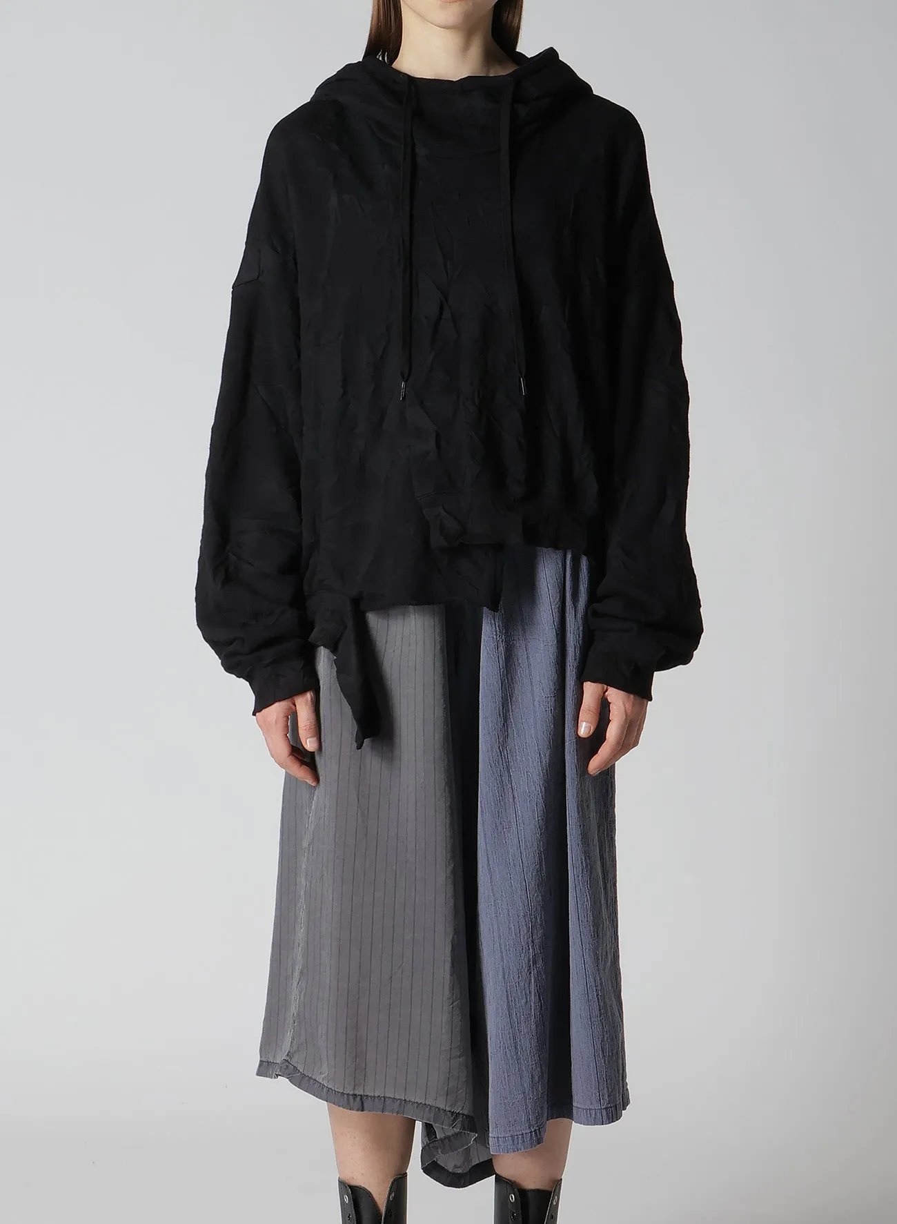 FRENCH DROPPED HEM HOODED T