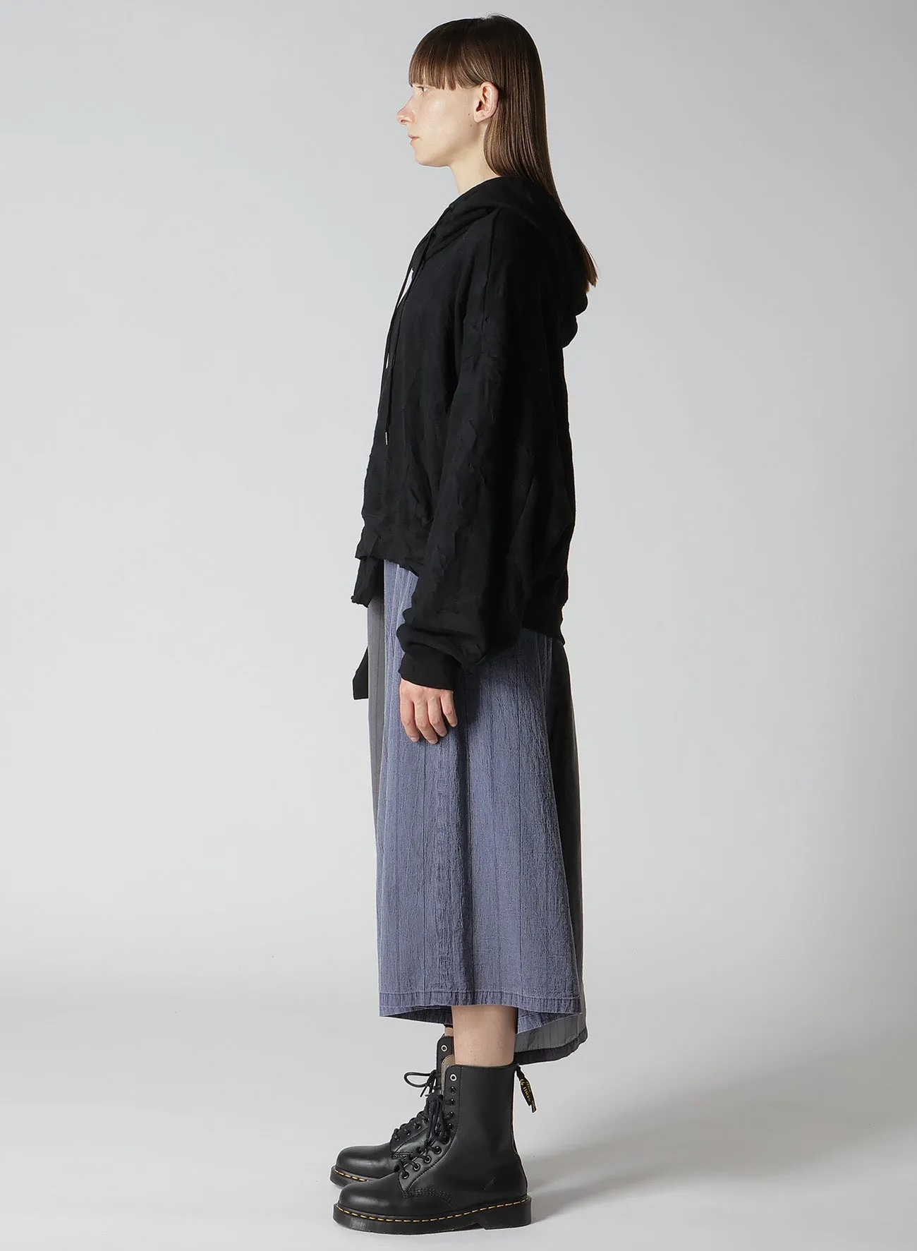 FRENCH DROPPED HEM HOODED T