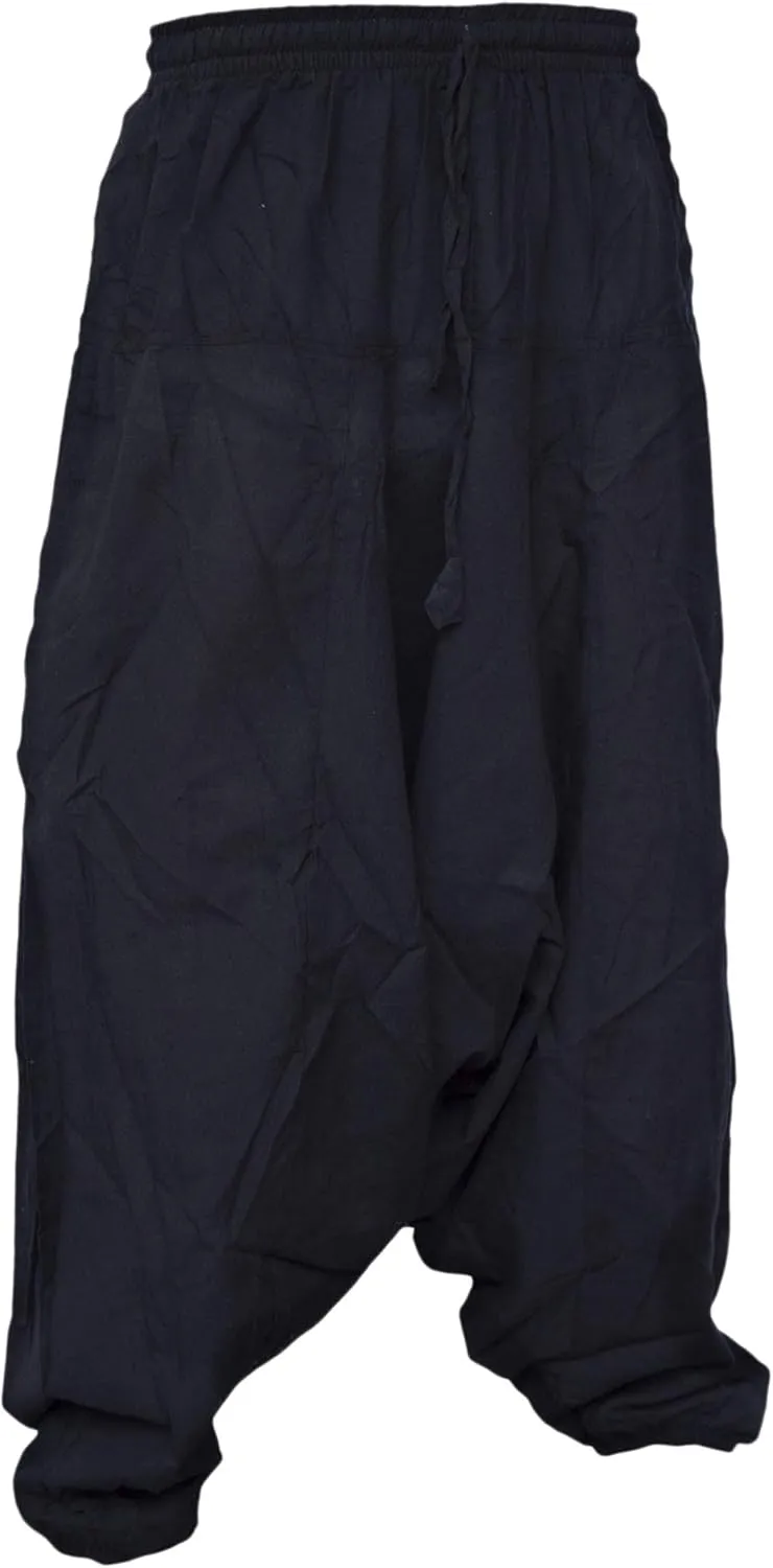 Gheri Men's Light Cotton Drop Crotch Ninja Aladdin Genie Harem Pants Trousers