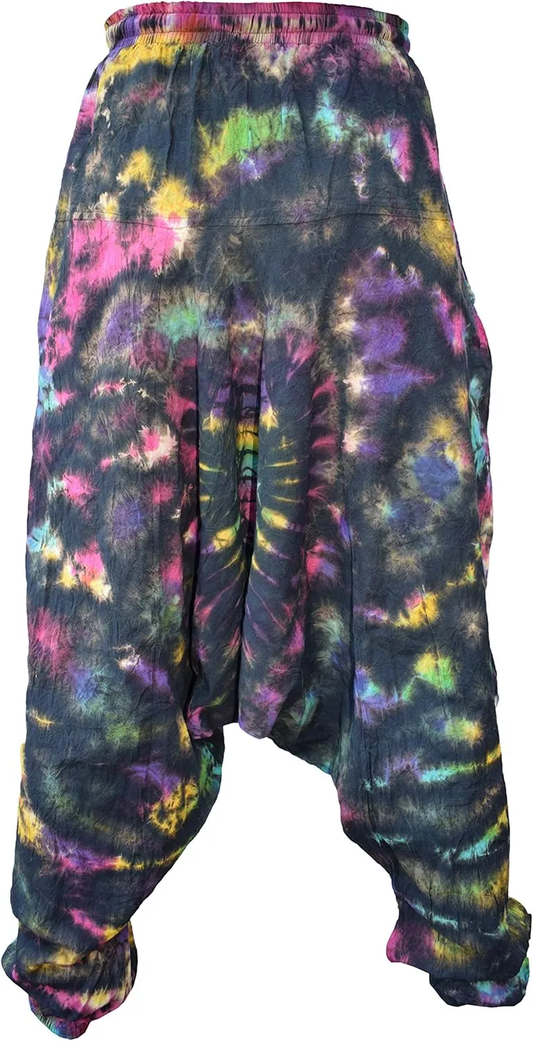 Gheri Men's Light Cotton Drop Crotch Ninja Aladdin Genie Harem Pants Trousers