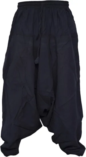 Gheri Men's Light Cotton Drop Crotch Ninja Aladdin Genie Harem Pants Trousers