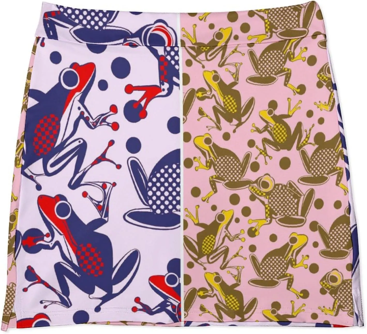 Green PlantPattern Women's Athletic Skirts Light Proof A-line Trouser Skirt with Shorts Pockets