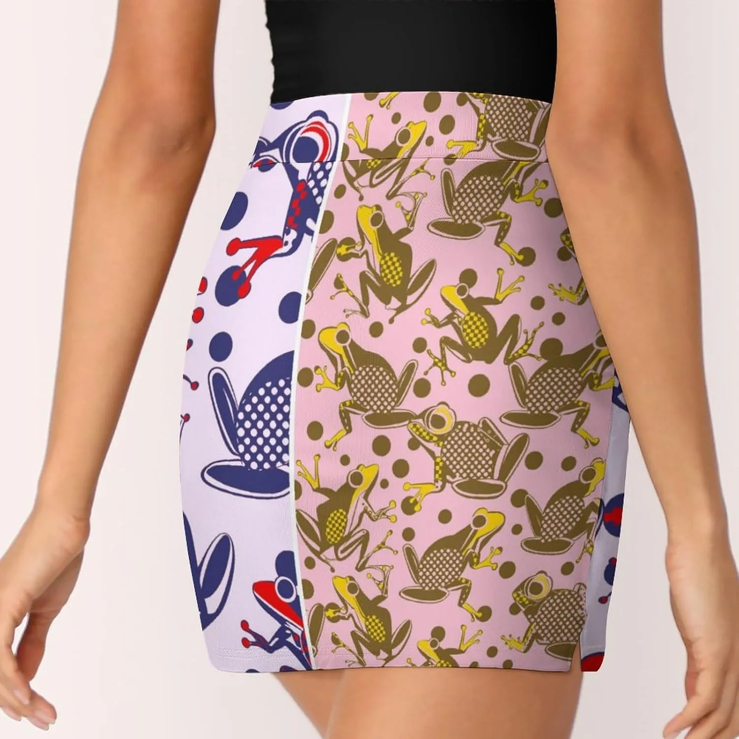 Green PlantPattern Women's Athletic Skirts Light Proof A-line Trouser Skirt with Shorts Pockets