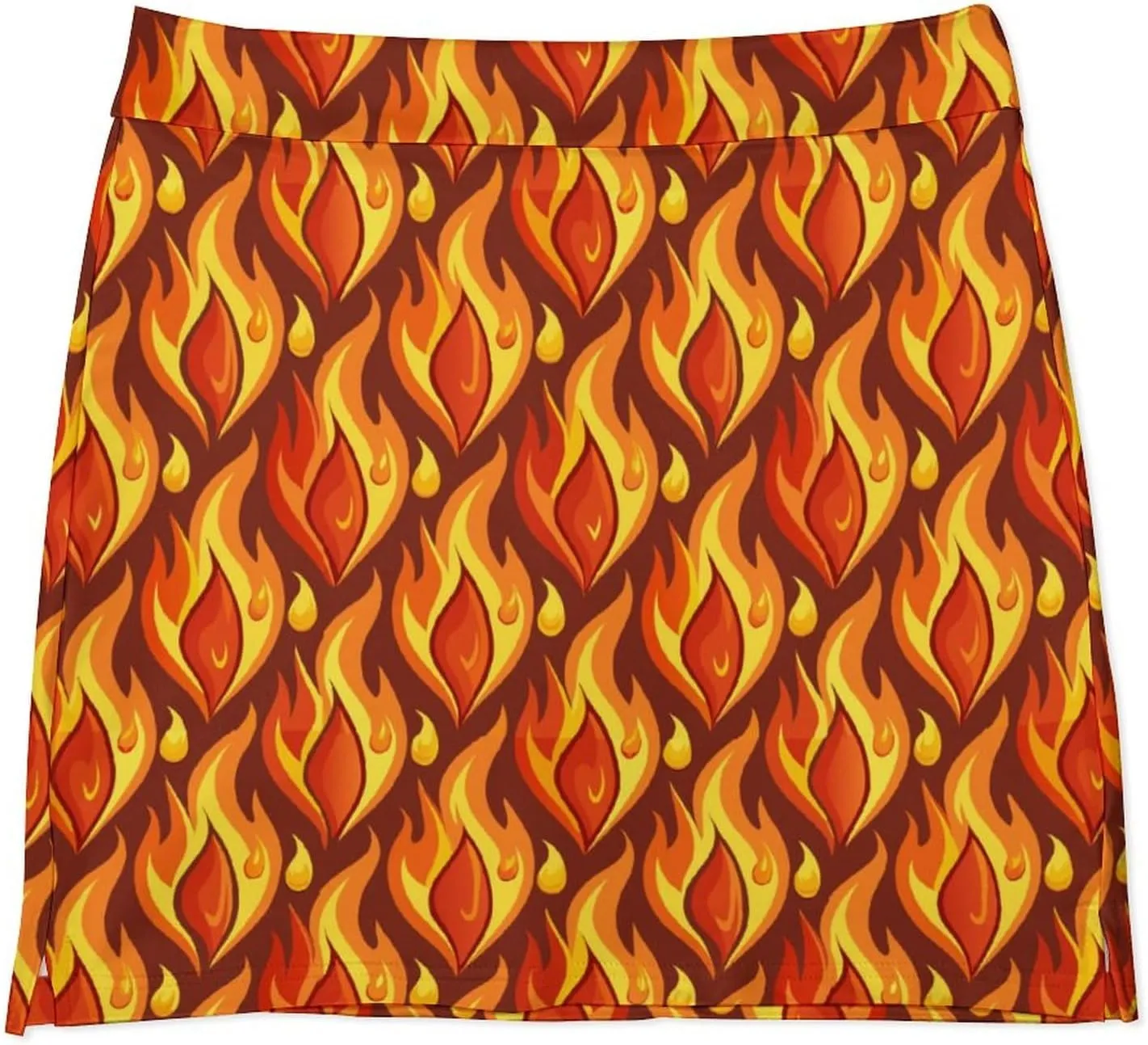 Green PlantPattern Women's Athletic Skirts Light Proof A-line Trouser Skirt with Shorts Pockets