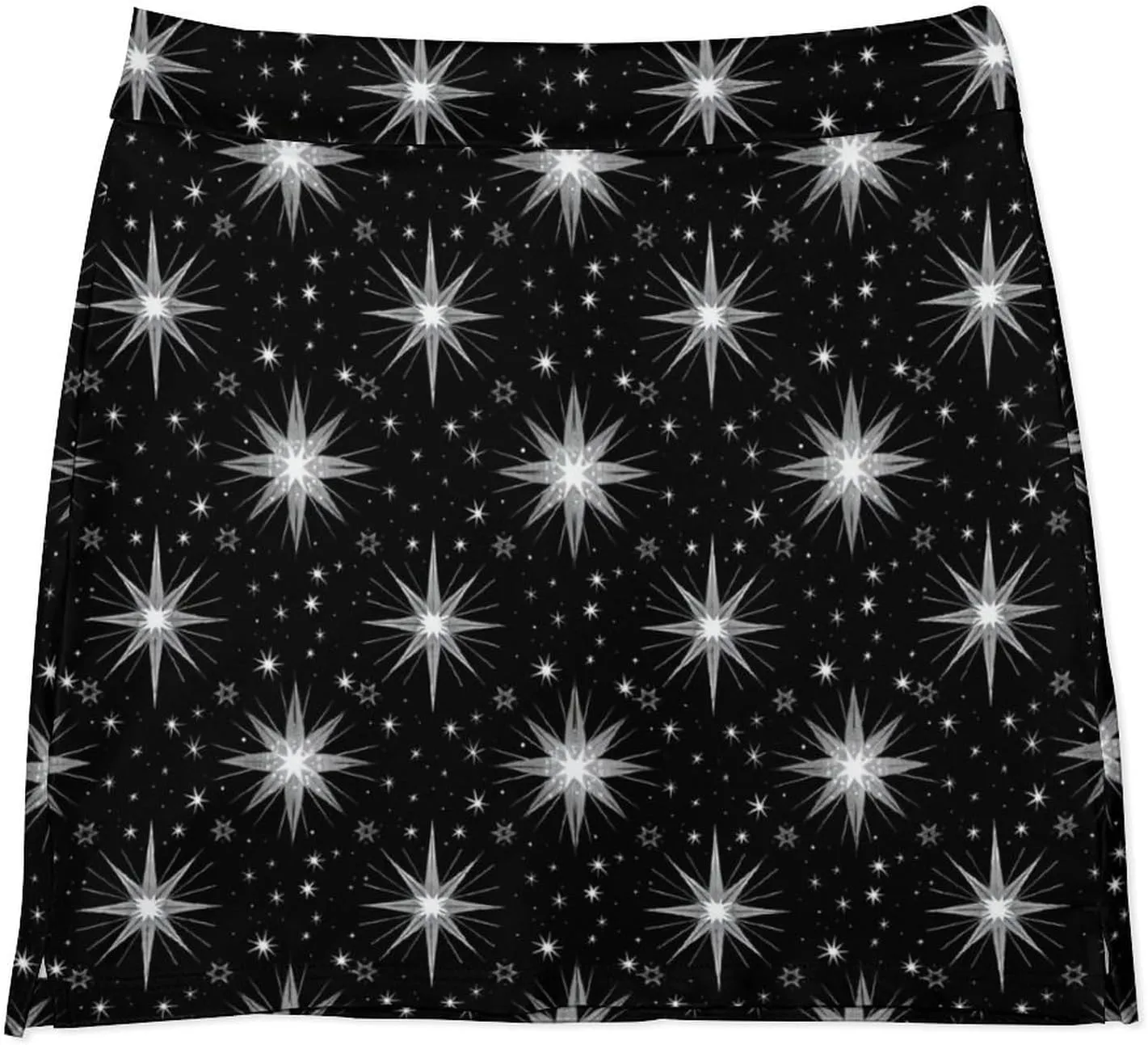 Green PlantPattern Women's Athletic Skirts Light Proof A-line Trouser Skirt with Shorts Pockets