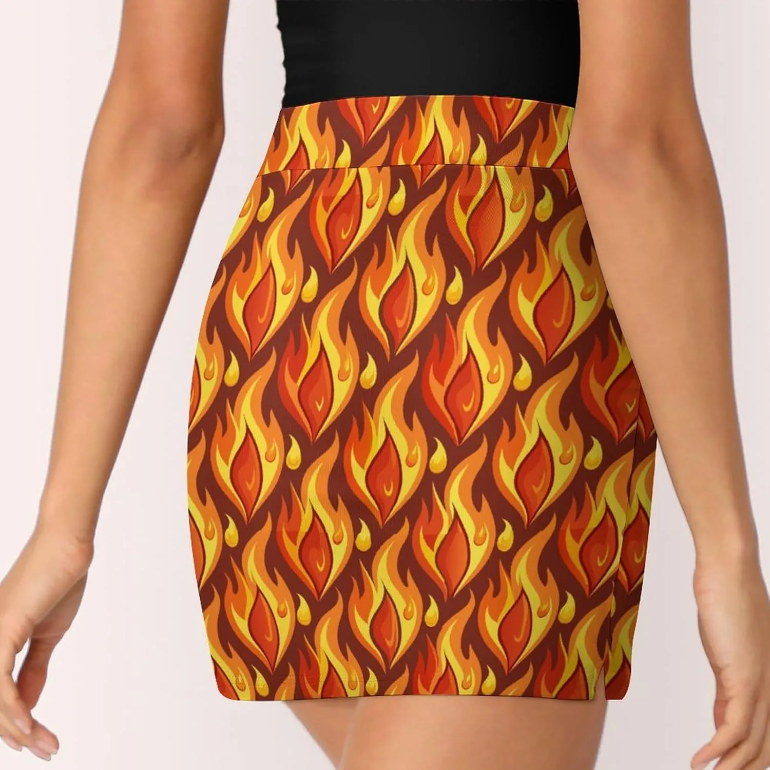 Green PlantPattern Women's Athletic Skirts Light Proof A-line Trouser Skirt with Shorts Pockets