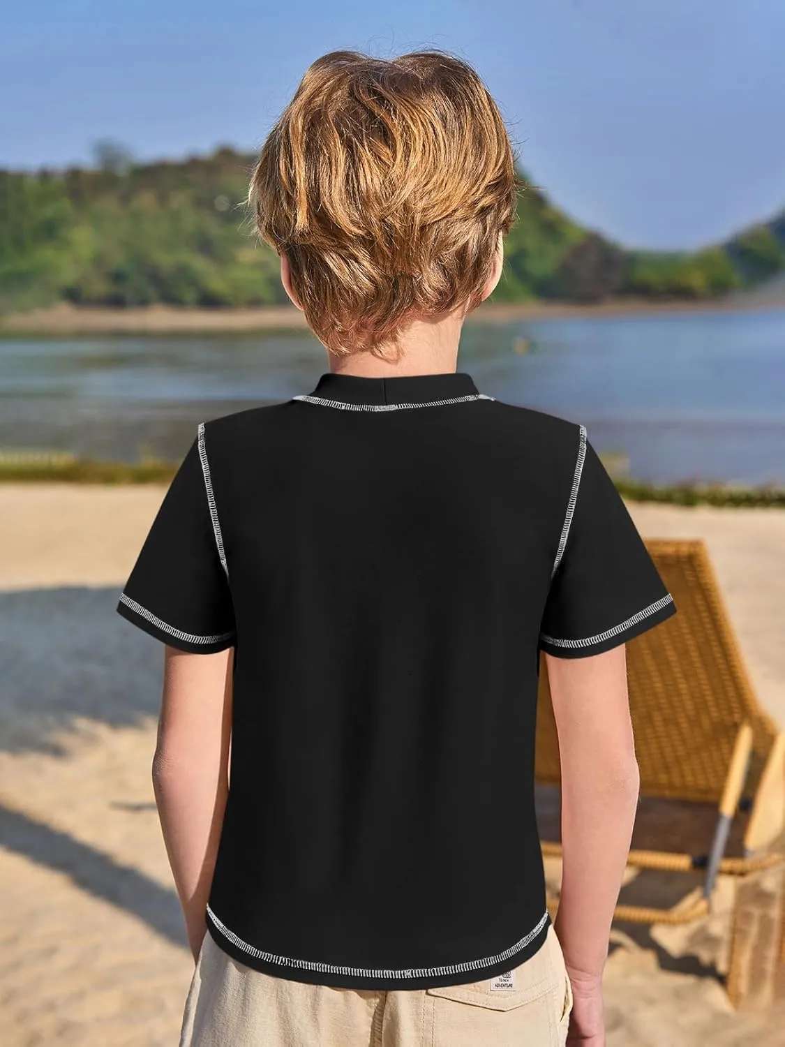 Haloumoning Boys Athletic Short Sleeve T-Shirts Kids Quick Dry Rash Guard Swim Shirt Tops Tees 5-14 Years