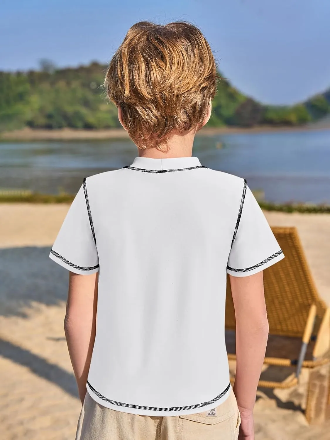 Haloumoning Boys Athletic Short Sleeve T-Shirts Kids Quick Dry Rash Guard Swim Shirt Tops Tees 5-14 Years