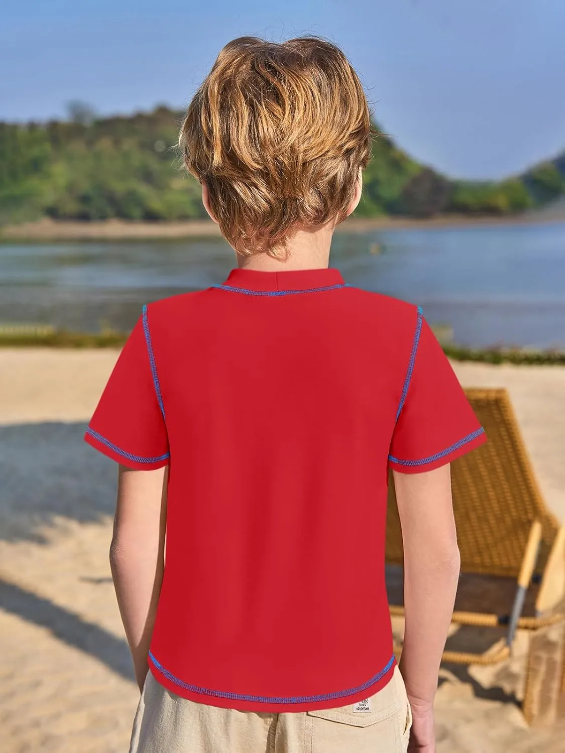 Haloumoning Boys Athletic Short Sleeve T-Shirts Kids Quick Dry Rash Guard Swim Shirt Tops Tees 5-14 Years