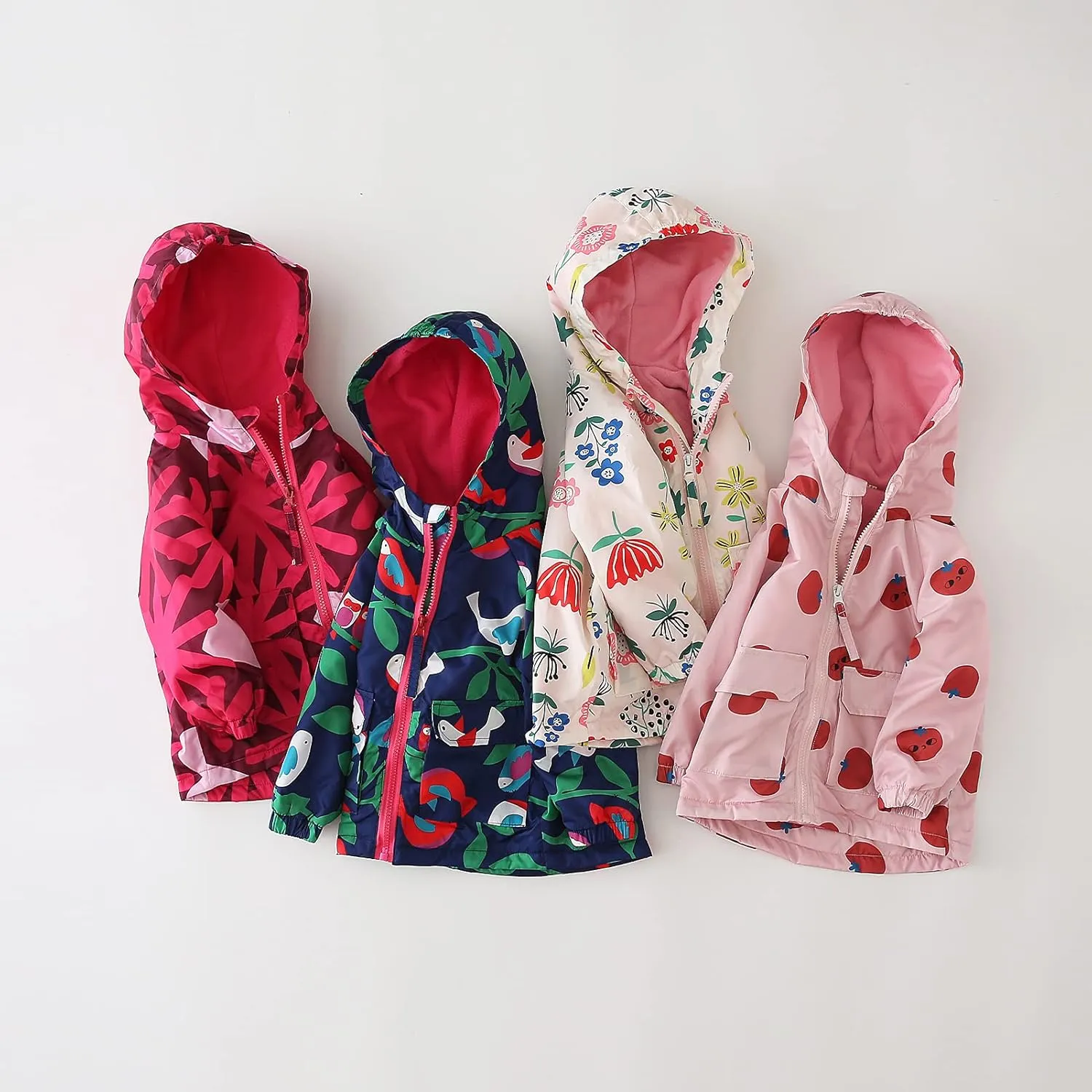 Happy Cherry Kids Boys Girls Fleece Lined Windbreaker Jacket Fashion Prints Hoodie for Fall Winter