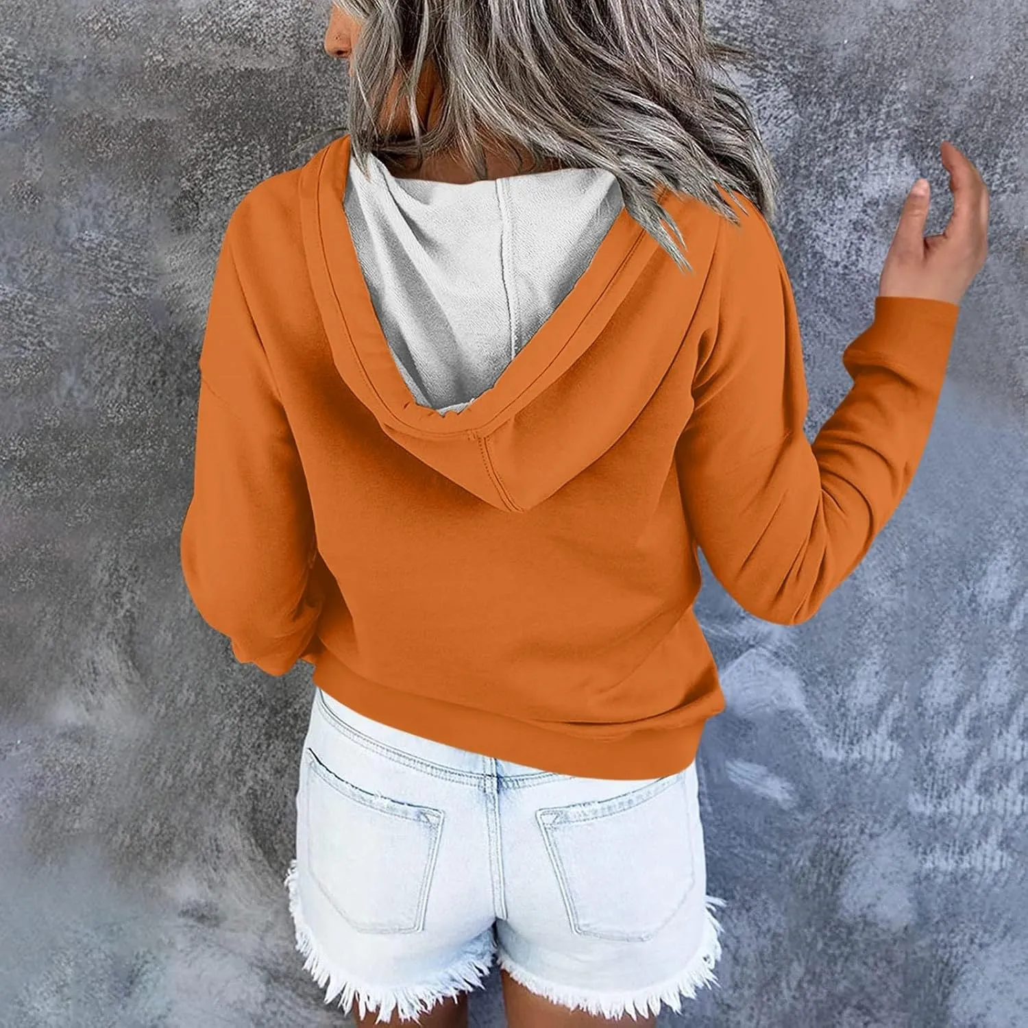 Hoodies for Women Trendy Graphic Hoodie Y2K Long Sleeve Pullover Fall Fashion 2024 Button Down Drawstring Sweatshirt