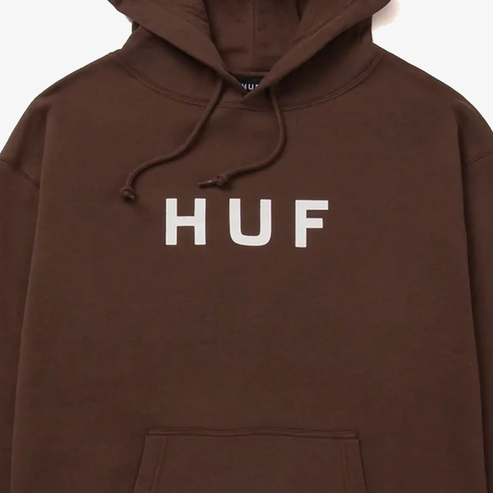 HUF | ESSENTIALS OG LOGO HOODIE  { CHOCOLATE