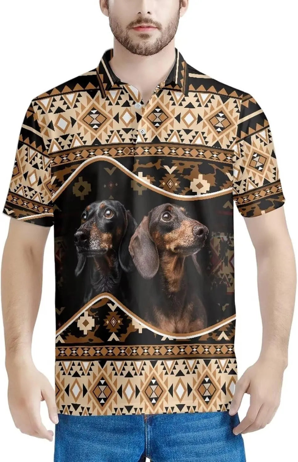 HUGS IDEA Novelty Summer Colorful Men's Short Sleevee Blouse Shirt Tees Tops T-Shirts