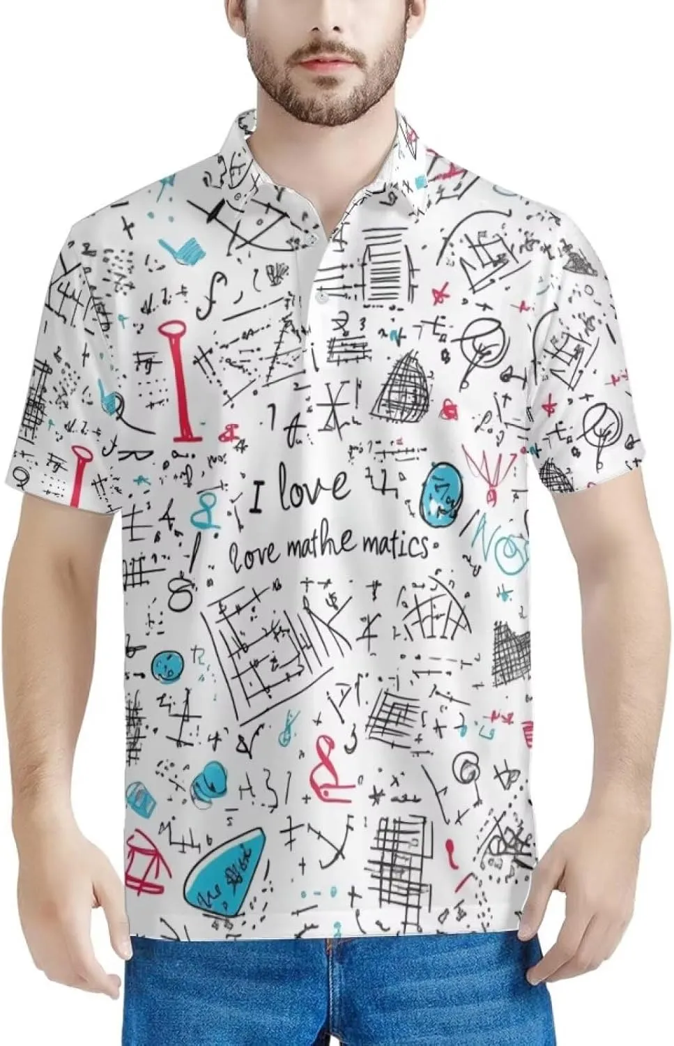 HUGS IDEA Novelty Summer Colorful Men's Short Sleevee Blouse Shirt Tees Tops T-Shirts