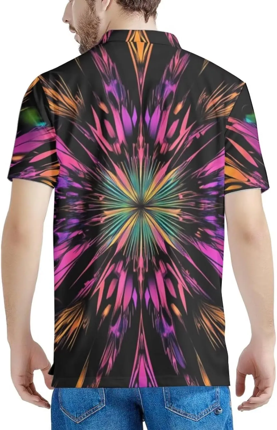 HUGS IDEA Novelty Summer Colorful Men's Short Sleevee Blouse Shirt Tees Tops T-Shirts