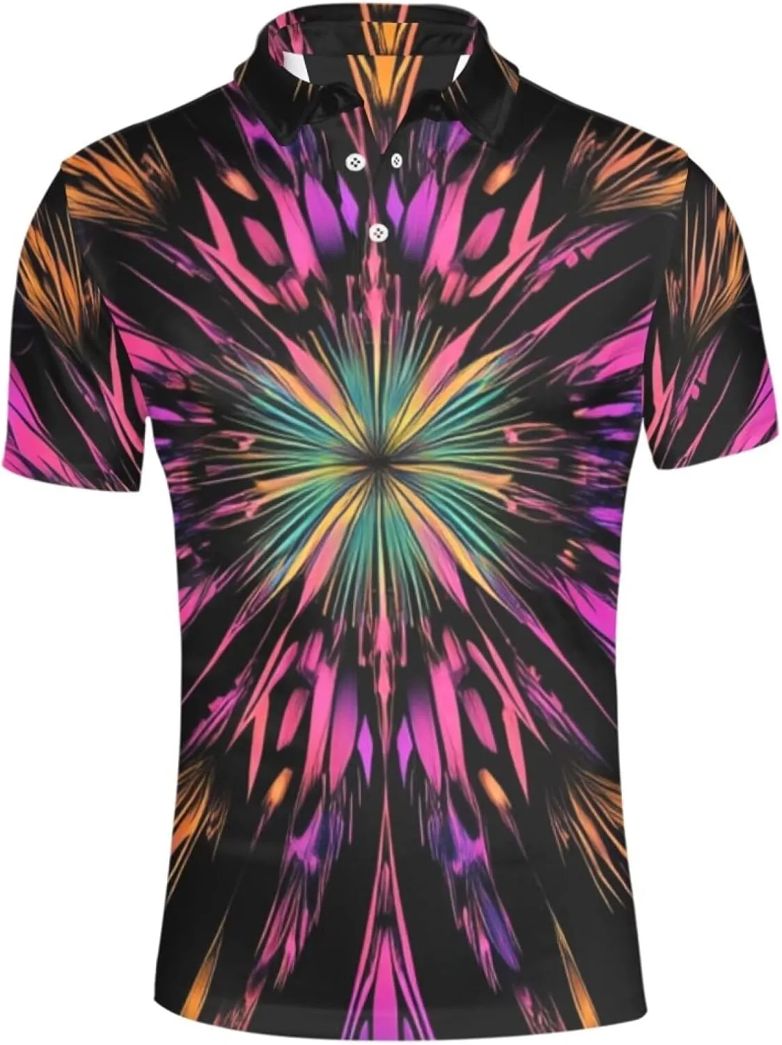 HUGS IDEA Novelty Summer Colorful Men's Short Sleevee Blouse Shirt Tees Tops T-Shirts