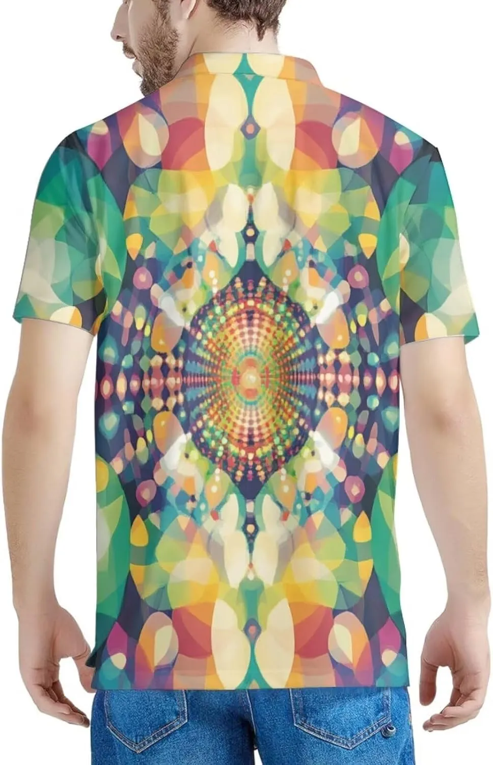 HUGS IDEA Novelty Summer Colorful Men's Short Sleevee Blouse Shirt Tees Tops T-Shirts