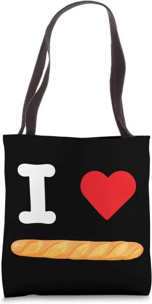 I Love French Baguette Classic Long Crisp Crust Bread France Tote Bag