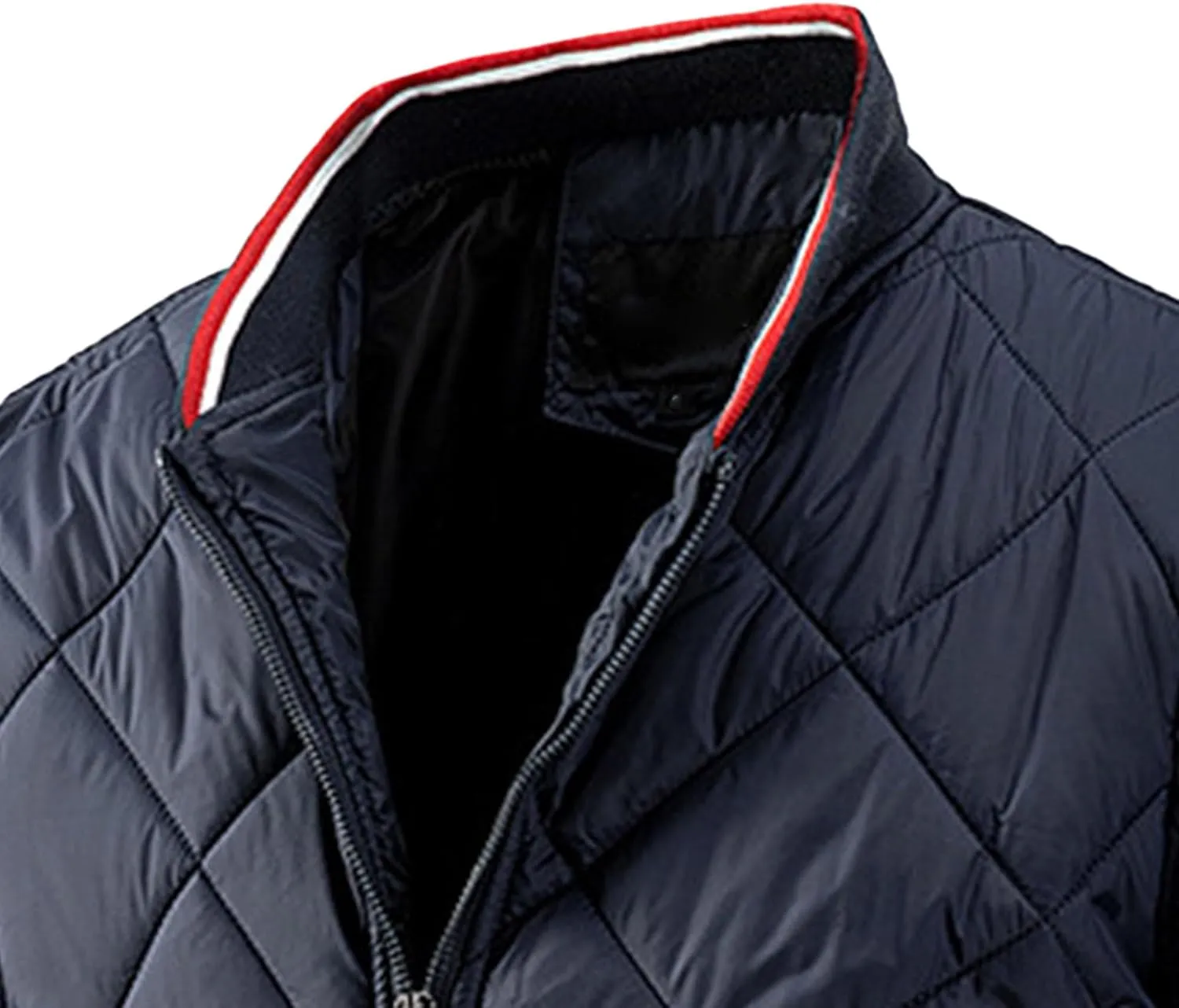 JEsilunmaMY Men's Diamond Quilted Varsity Jacket Winter Coat Windproof Bomber Jacket Baseball Casual Cotton Padded Jacket