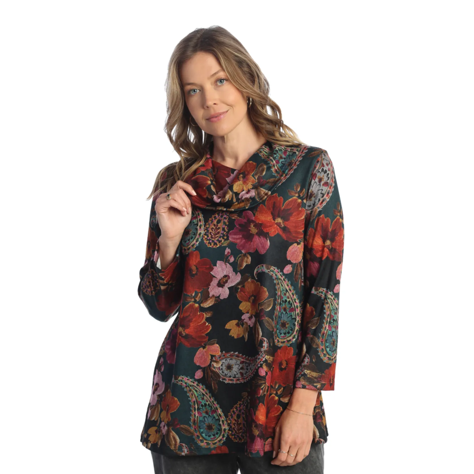 Jess & Jane “Valencia” French Brushed Knit Mock Neck Tunic - FB4-1868