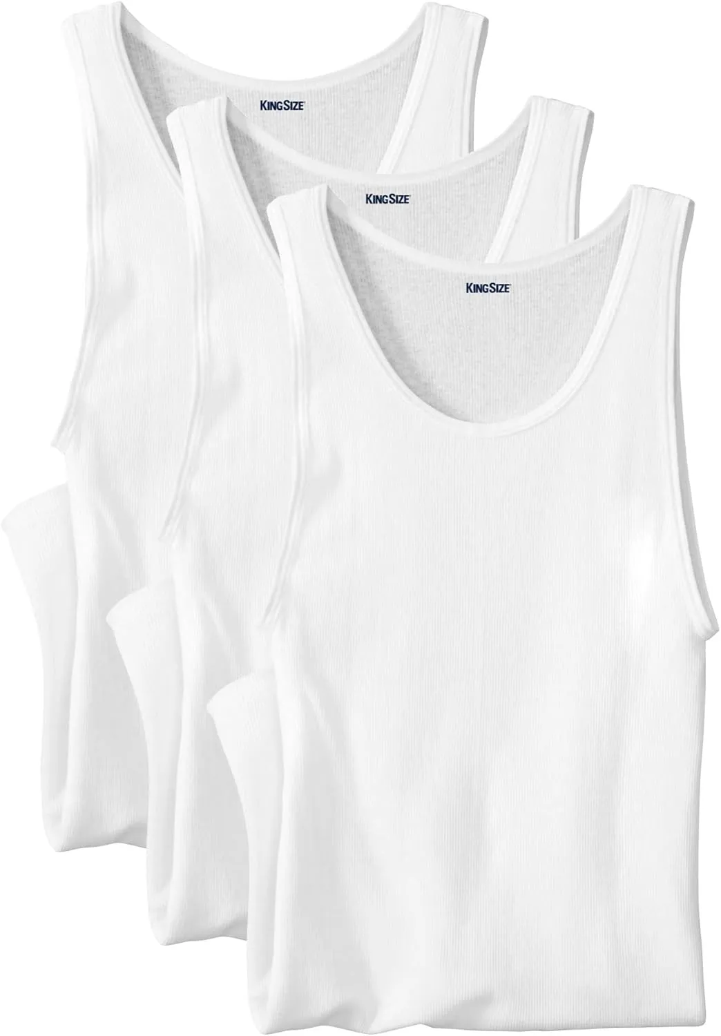 KingSize Men's Big & Tall Ribbed Cotton Tank Undershirt 3-Pack