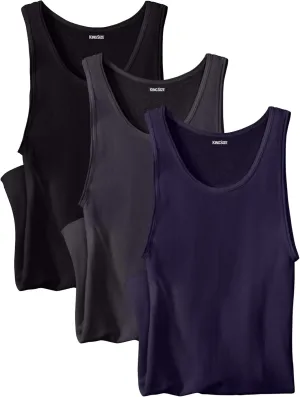 KingSize Men's Big & Tall Ribbed Cotton Tank Undershirt 3-Pack
