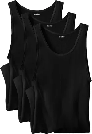KingSize Men's Big & Tall Ribbed Cotton Tank Undershirt 3-Pack