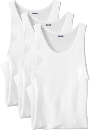 KingSize Men's Big & Tall Ribbed Cotton Tank Undershirt 3-Pack